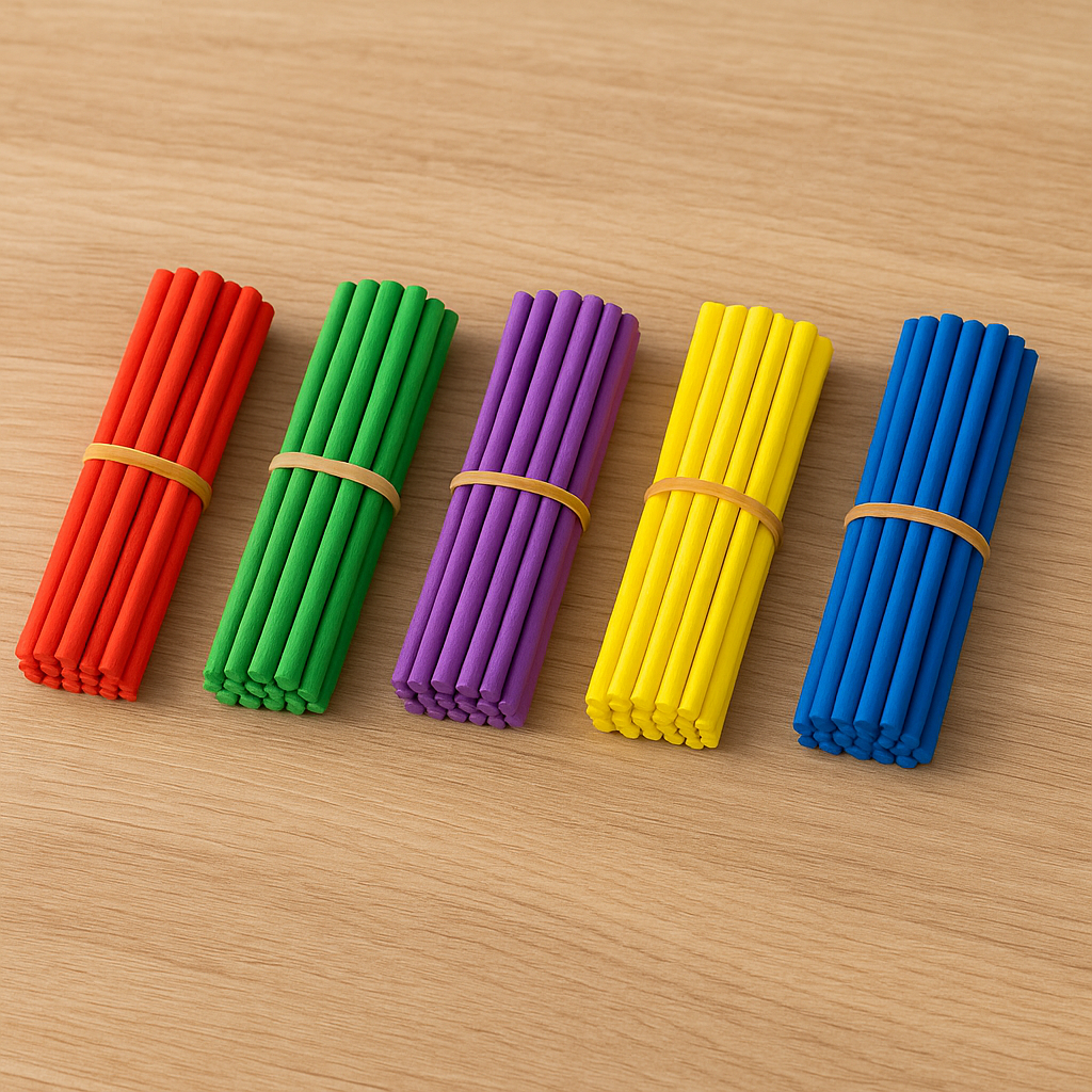 Coloured Wooden Counting Sticks x 5