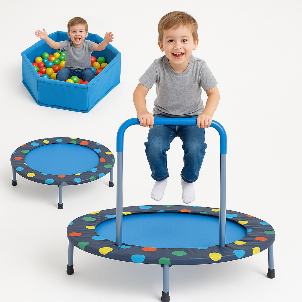 2-in-1 Kids Trampoline and Ball Pit – Adjustable Handle, 330lb Max Load
