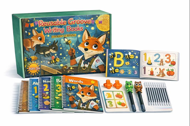 Reusable Groove Writing Books – 5 Book Learning Set (Ages 3+)