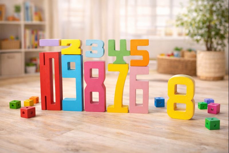 Wooden Number Stacking Blocks