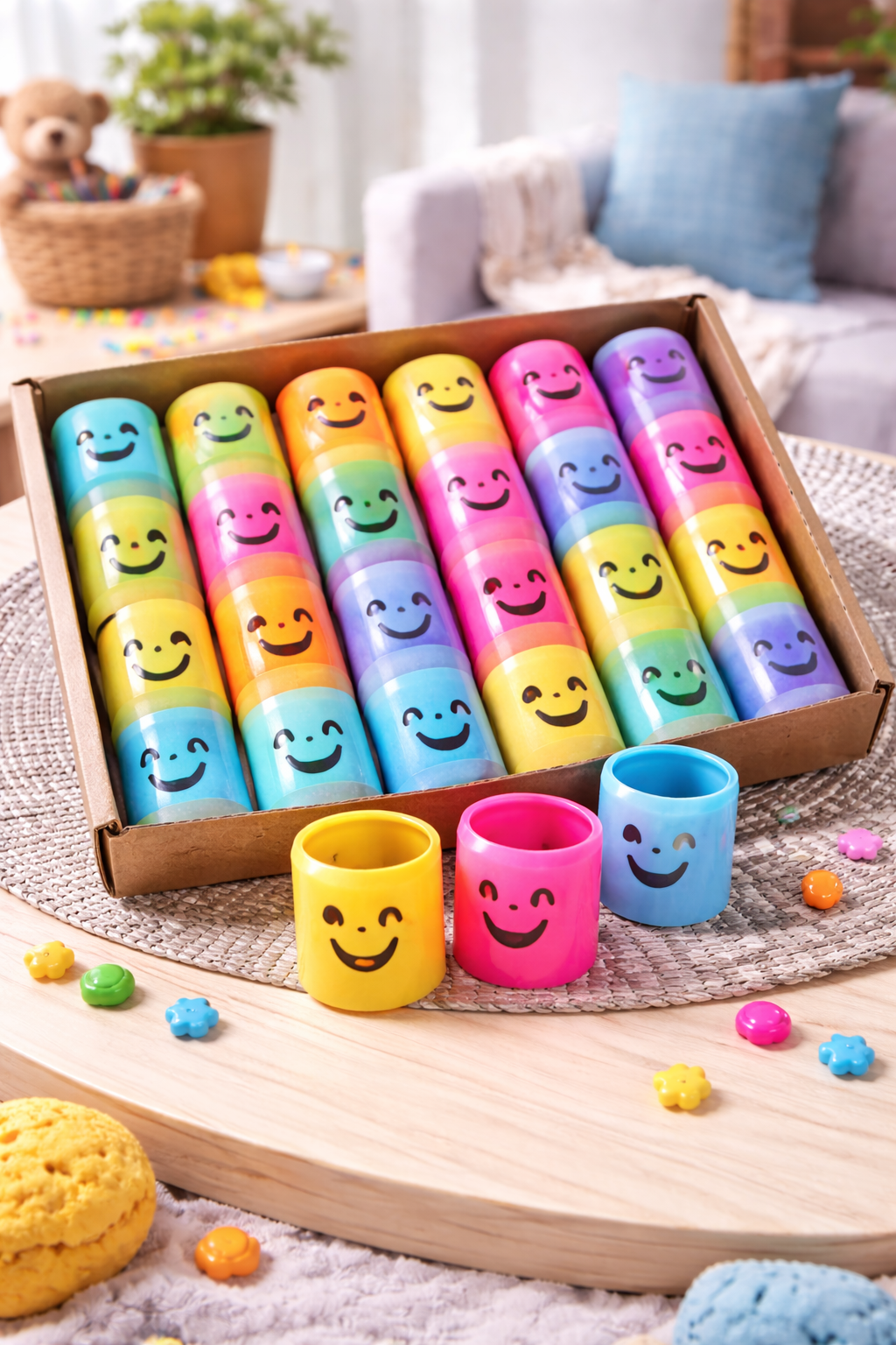 Rainbow Smile Face Mini Slinkies Sensory Spring Toy