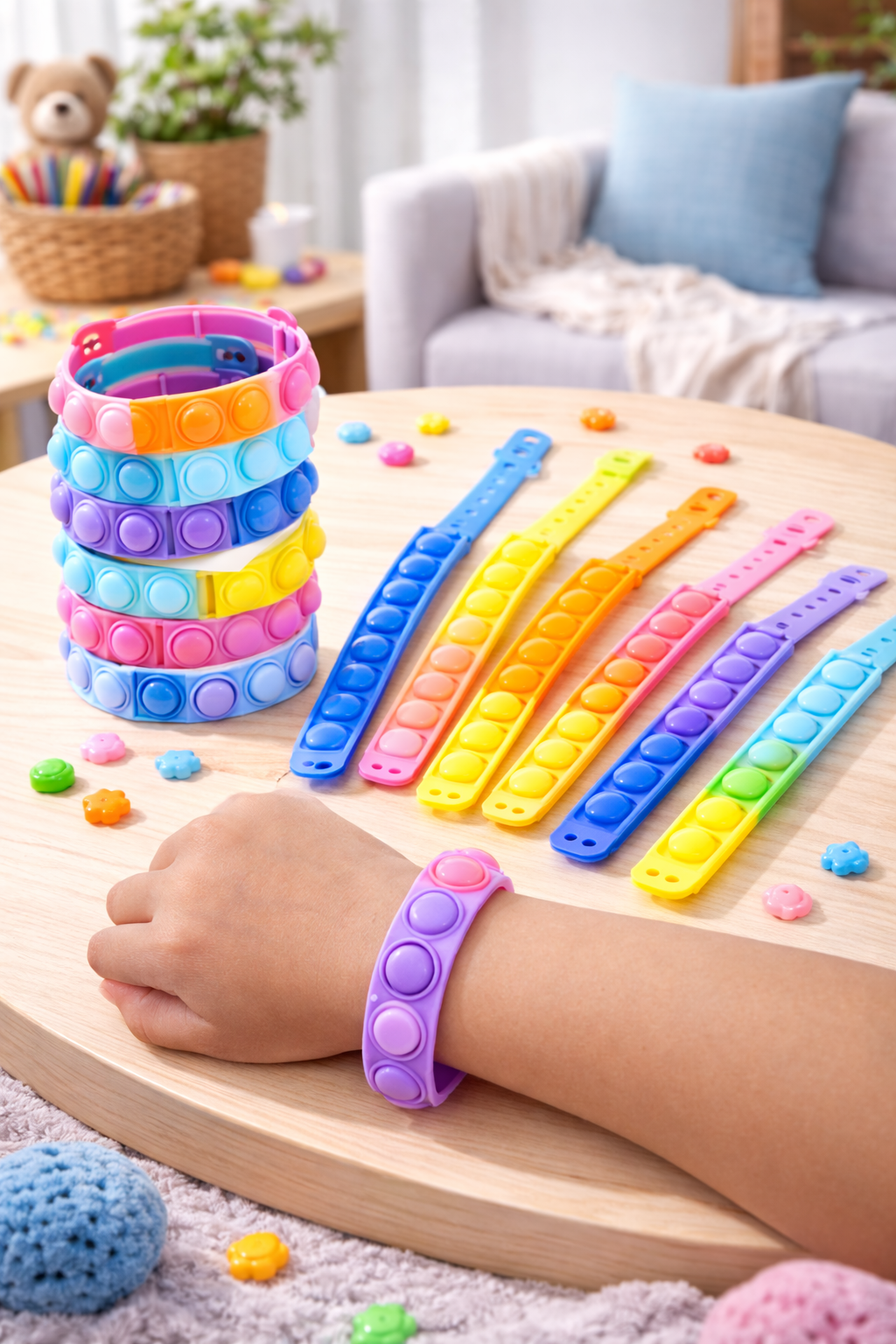 Pop It Wristband Fidget – Wearable Sensory Calm Bracelet
