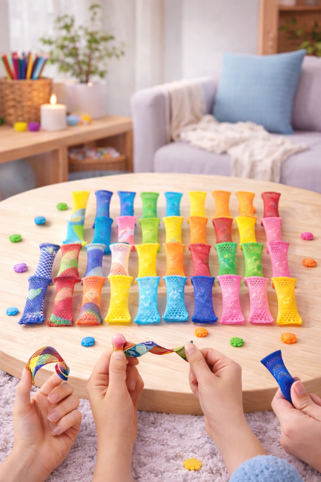 Rainbow Mesh Marble Fidget Tubes