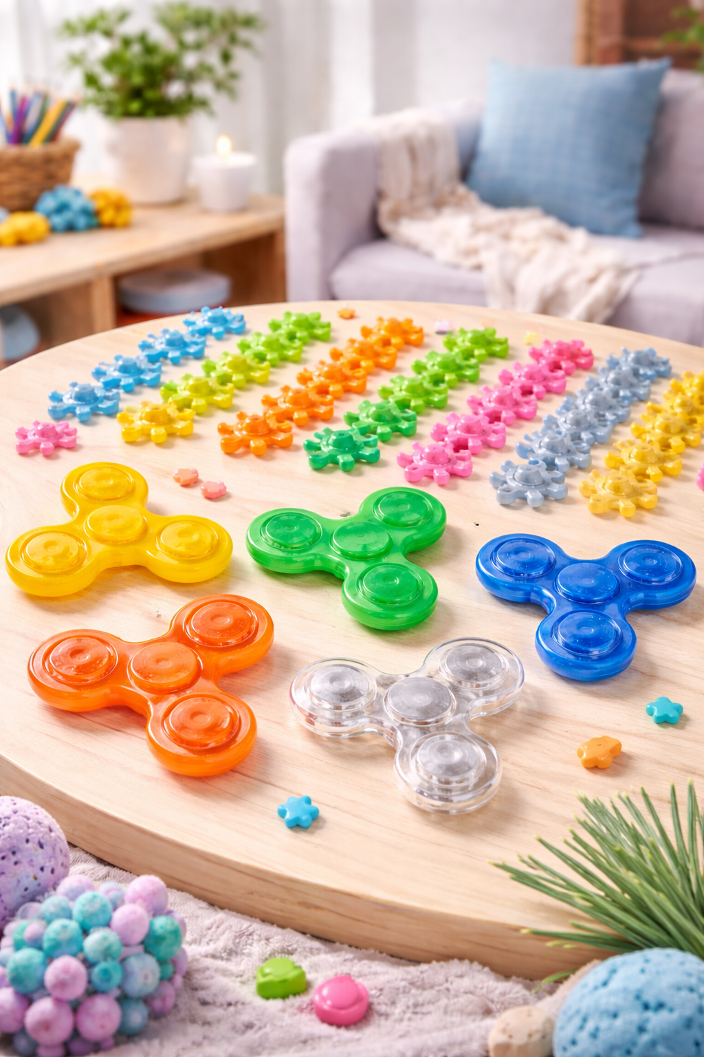Mini Plastic Fidget Spinners – Colourful Pocket Size Sensory Toys