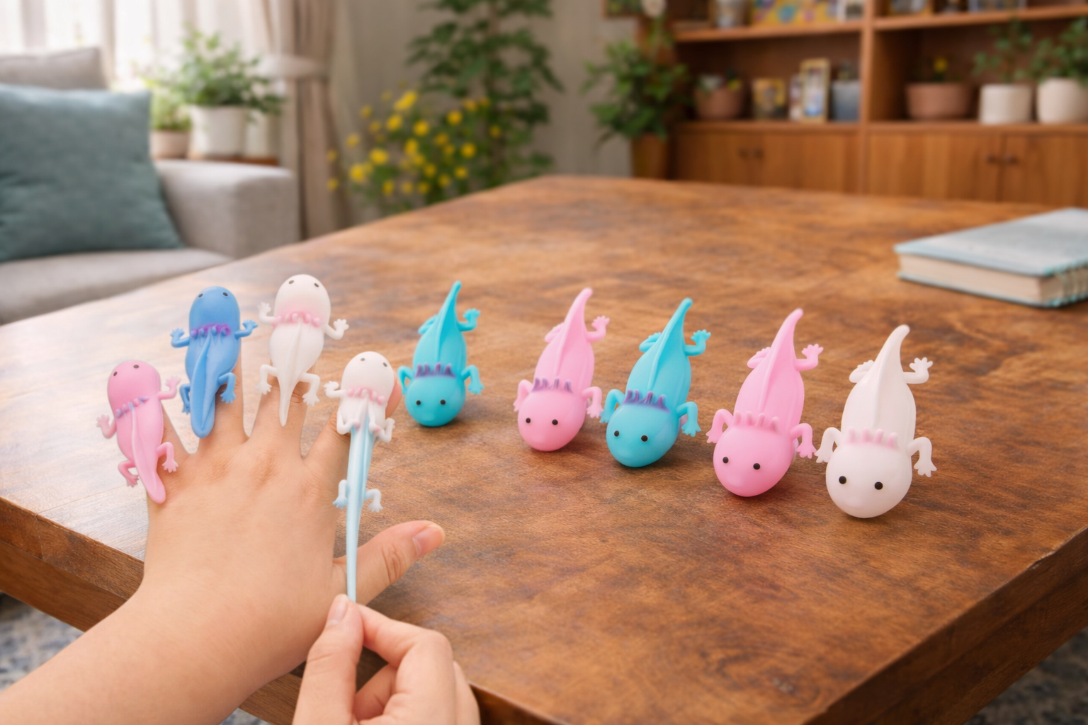 Axolotl Finger Fidget Toys – Stretchy Sensory Slingshot Party Set